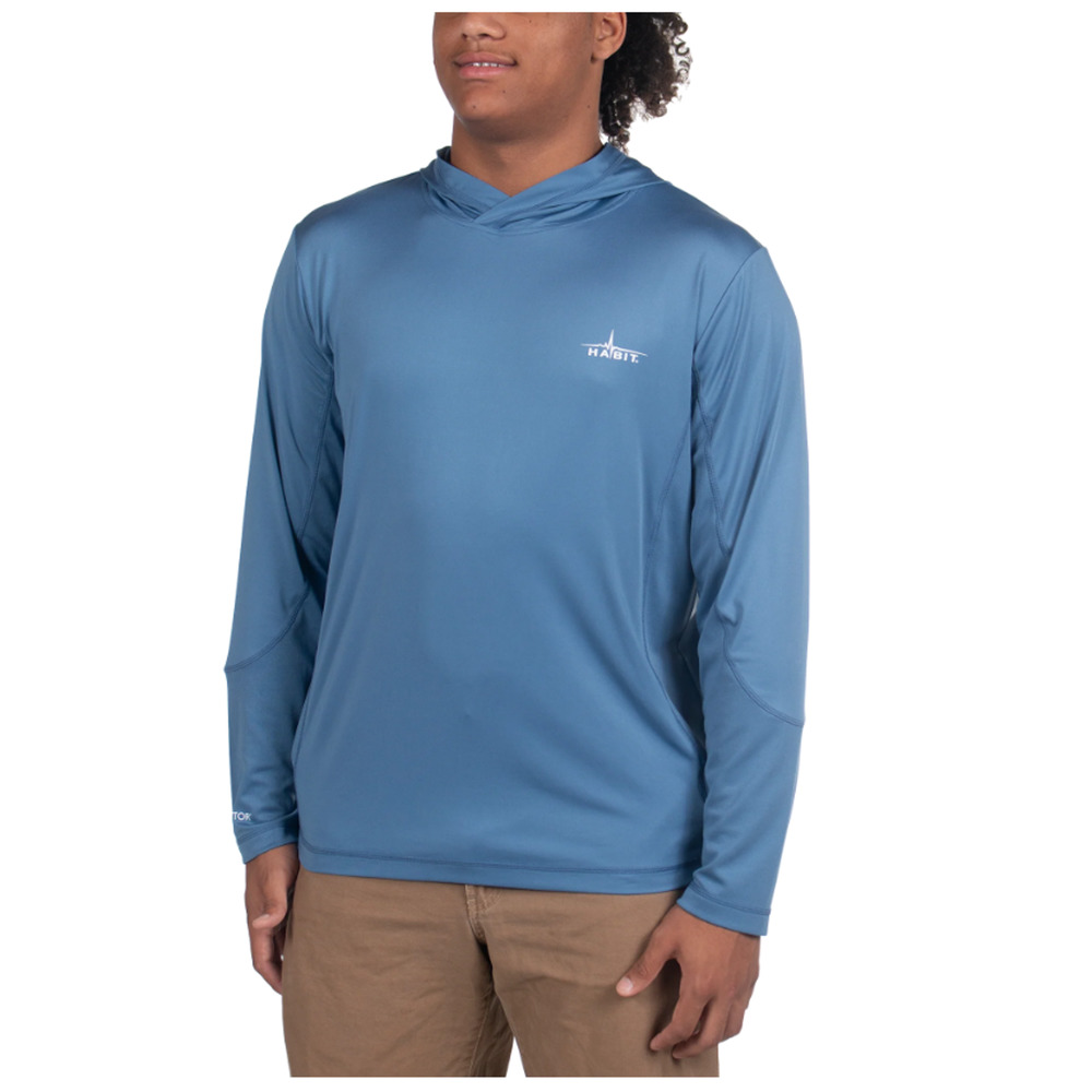 NWT Habit Men's UPF 40+ UV Protection Hooded Performance Layer - Moonlight Blue